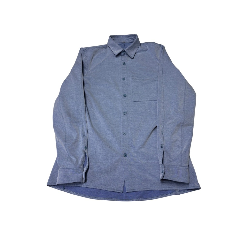 Lululemon Commission Long Sleeve Button Down‎ Shirt Blue Textured Mens Small